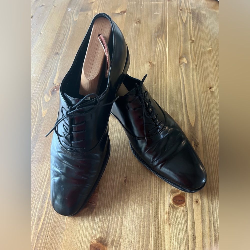 Salvatore Ferragamo Black Leather Dress Shoes